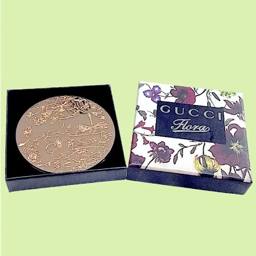 GUCCI FLORA COMPACT GOLD TONE MIRROR